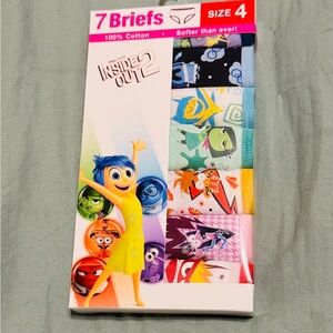 Disney Inside Out 2 Kids Girls Briefs Set Size 4 100% Cotton New